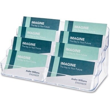 Deflecto Business Card Holder - 0.4&quot; x 7.9&quot; x 3.5&quot; x - Acrylic - 1 Each - Clear