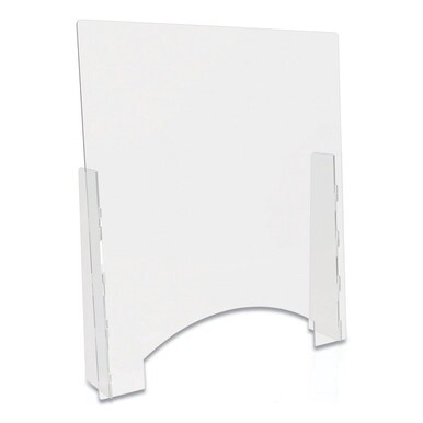 Counter Top Barrier with Pass Thru, 31.75&quot; x 6&quot; x 36&quot;, Polycarbonate, Clear, 2/Carton