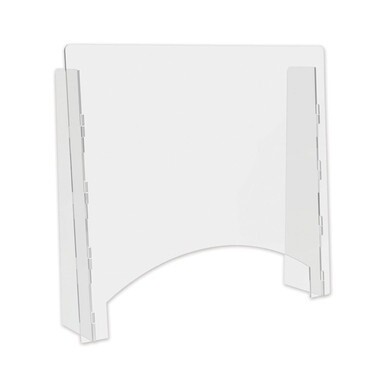 Counter Top Barrier with Pass Thru, 27&quot; x 6&quot; x 23.75&quot;, Polycarbonate, Clear, 2/Carton