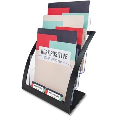 Deflecto Contemporary Literature Holder - 3 Compartment(s) - 3 Tier(s) - 13.3&quot; Height x 11.2&quot; Width x 6.9&quot; DepthDesktop, Counter - Durable, Business Card Holder - Plastic - 1 Each