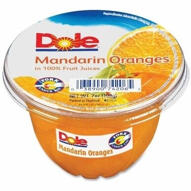 Dole Mandarin Oranges Fruit Cups - Mandarin Orange - 1 Serving Cup - 7 oz - 12 / Carton