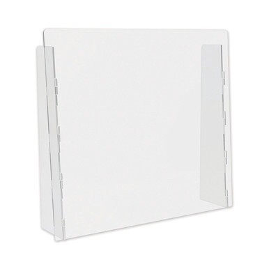Counter Top Barrier with Full Shield, 27&quot; x 6&quot; x 23.75&quot;, Polycarbonate, Clear, 2/Carton