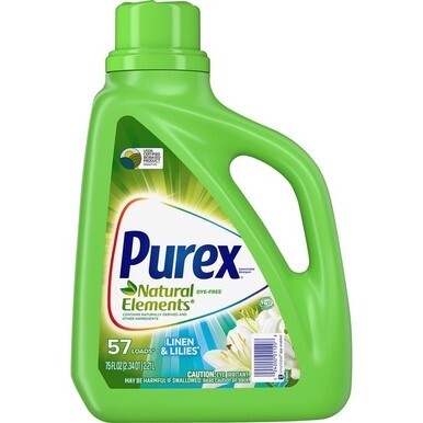 Purex Natural Elements Liquid Detergent - For Clothing - 75 fl oz (2.3 quart) - Linen, Lilies Scent - 1 Each - Hypoallergenic - Blue