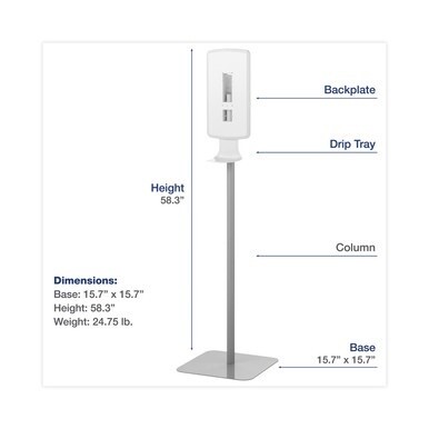 FIT Touch Free Dispenser Floor Stand, 15.7 x 15.7 x 58.3, White