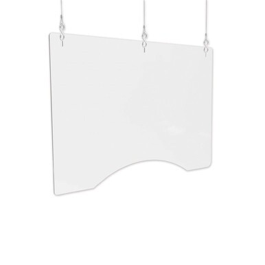 Hanging Barrier, 36&quot; x 24&quot;, Polycarbonate, Clear, 2/Carton