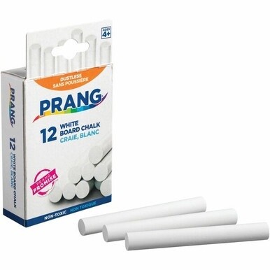 Prang White Chalk Sticks - 3.3&quot; Length - 0.4&quot; Diameter - White - 12 / Box - Non-toxic