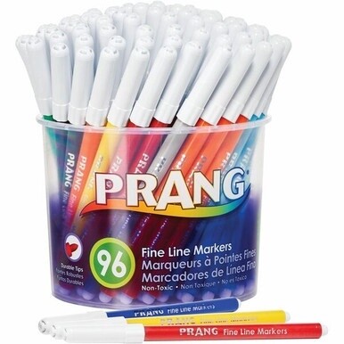 Prang Fine Line Classic Markers Set - Fine Marker Point - 2.75 mm Marker Point Size - Black, Blue, Brown, Gray, Green, Light Blue, Light Green, Orange, Pink, Purple, Red, ... - 96 Each