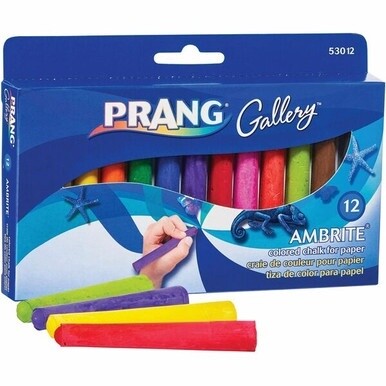Prang Gallery Ambrite Colored Chalk - 3.2&quot; Length - 0.4&quot; Diameter - Assorted - 12 / Box - Non-toxic