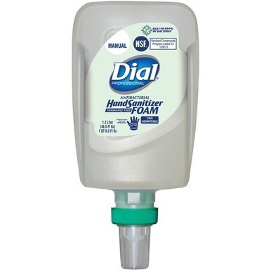 Dial Hand Sanitizer Foam Refill - 40.6 fl oz (1200 mL) - Pump Bottle Dispenser - Bacteria Remover - Hand - Moisturizing - Clear - Fragrance-free, Dye-free - 3 / Carton