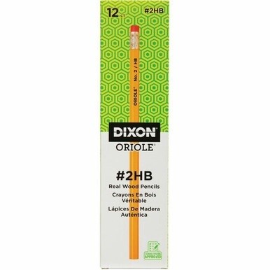 Dixon Oriole HB No. 2 Pencils - #2 Lead - Black Lead - Yellow Wood Barrel - 1 Dozen