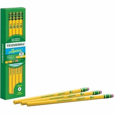 Ticonderoga Laddie No. 2 Pencils with Erasers - #2 Lead - Yellow Barrel - 1 Dozen