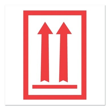 Pre-Printed Message Labels, Arrows Up Symbol, 3 x 5, White/Red, 500/Roll