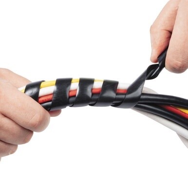 Cable Tidy Wrap, 0.25&quot; to 2&quot; Diameter x 98&quot; Long, Black
