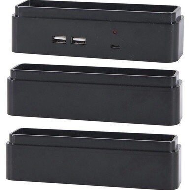 DAC Stax Monitor Riser Block Kit with 2 USB Charging Ports - 6&quot; Length x 1.5&quot; Width x 1.5&quot; Height - Black