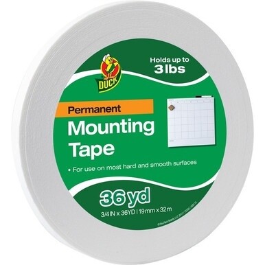 Duck Brand Brand Double-sided Foam Mounting Tape - 36 yd Length x 0.75&quot; Width - For Mounting, Crafting, Name Plate, Sign - 1 / Roll - White
