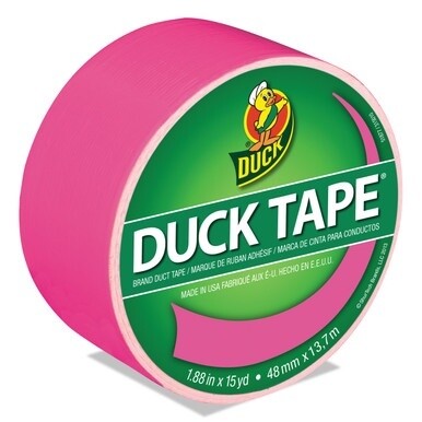 Colored Duct Tape, 3&quot; Core, 1.88&quot; x 15 yds, Neon Pink