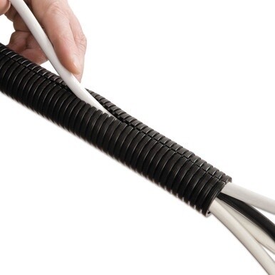 Cable Tidy Tube, 1.25&quot; Diameter x 43&quot; Long, Black
