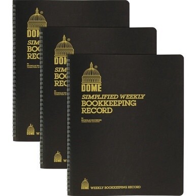 Dome Bookkeeping Record Book - 128 Sheet(s) - Wire Bound - 8.75&quot; x 11.25&quot; Sheet Size - Brown Cover - Recycled - 3 / Bundle