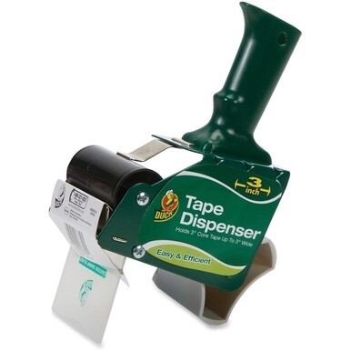 Duck Brand Brand Heavy-duty Wide Tape Gun - 3&quot; Core - Adjustable Tension Mechanism - Metal, Plastic - Green - 1 Each