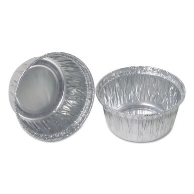 Aluminum Round Containers, 4 oz, 3&quot; Diameter x 1.56&quot;h, Silver, 1,000/Carton