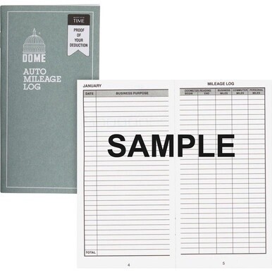 Dome Auto Mileage Log - 32 Sheet(s) - 3.25&quot; x 6.25&quot; Sheet Size - Gray - White Sheet(s) - Gray Print Color - Recycled - 1 Each