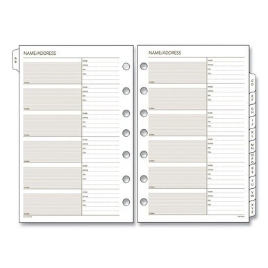 Telephone/Address 1/12-Cut A-Z Tab Refill for Planners/Organizers, 8.5 x 5.5, White Sheets, Undated