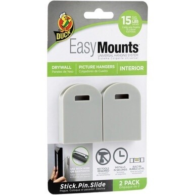 Duck Brand EasyMounts Interior Wall Picture Hanger - 15 lb (6.80 kg) Capacity - 2.3&quot; Length - for Home, Pictures, Frame, Indoor - White - 1 Each