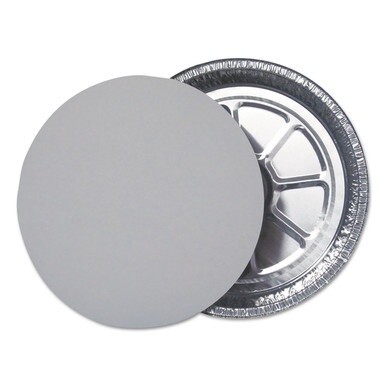 Aluminum Round Containers with Board Lid, 9&quot; Diameter x 1.94&quot;h, Silver, 250/Carton