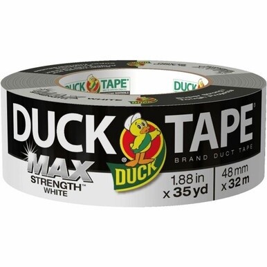 Duck MAX Strength Tape - White - 35 yd Length x 1.88&quot; Width - Natural Rubber - Polyethylene Backing - For Indoor, Outdoor - 1 / Roll - White