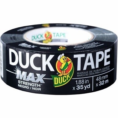 Duck MAX Strength Tape - Black - 35 yd Length x 1.88&quot; Width - Natural Rubber - Polyethylene Backing - For Indoor, Outdoor - 1 / Roll - Black