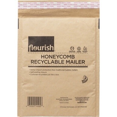 Duck Brand Flourish Honeycomb Recyclable Mailers - Mailing/Shipping - 8 4/5&quot; Width x 10 45/64&quot; Length - Seal - 1 Each - Brown