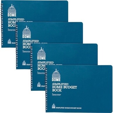Dome Simplified Home Budget Book - 64 Sheet(s) - Wire Bound - 10.50&quot; x 7.50&quot; Sheet Size - White - White Sheet(s) - Blue Cover - Recycled - 4 / Bundle