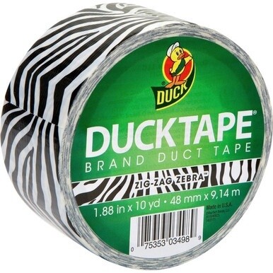 Duck Brand Brand Printed Design Color Duct Tape - 10 yd Length x 1.88&quot; Width - For Repairing, Color Coding - 1 / Roll - Zebra