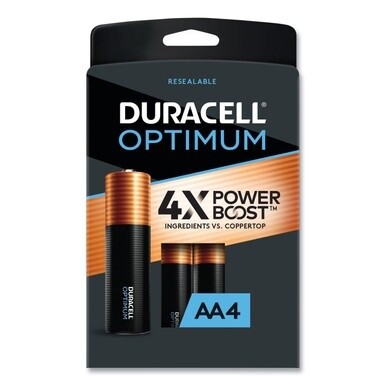 Optimum Alkaline AA Batteries, 4/Pack