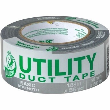 Duck Brand Utility Duct Tape - 55 yd Length x 1.88&quot; Width - Rubber Adhesive - For Sealing, Holding, Bundling, Home, Office, Construction, DIY, Repair - 1 Roll - Silver
