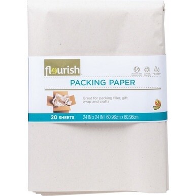Duck Brand Flourish Recycled Packing Paper - 24&quot; Width x 24&quot; Length - Dust-free, Non-adhesive - Brown - 6Each