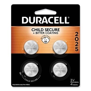 Lithium Coin Batteries With Bitterant, 2025, 4/Pack