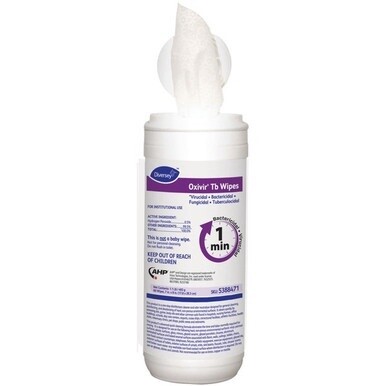 Diversey Disinfectant Cleaner Wipes - Ready-To-Use - 8&quot; Length x 7&quot; Width - 60 / Canister - 12 / Carton - White