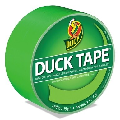Colored Duct Tape, 3&quot; Core, 1.88&quot; x 15 yds, Neon Green
