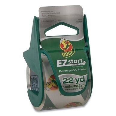 EZ Start Premium Packaging Tape with Dispenser, 3&quot; Core, 1.88&quot; x 22.2 yds, Clear, 6/Pack