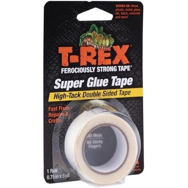T-REX Double Sided Super Glue Tape - 15 ft Length x 0.75&quot; Width - Acrylic - 1 Each - White