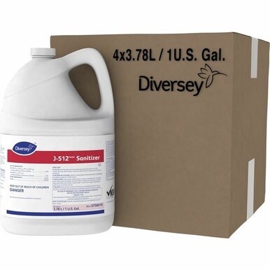 Diversey J-512 Sanitizer - Concentrate - 128 fl oz (4 quart) - Quaternary Scent - 4 / Carton - Red