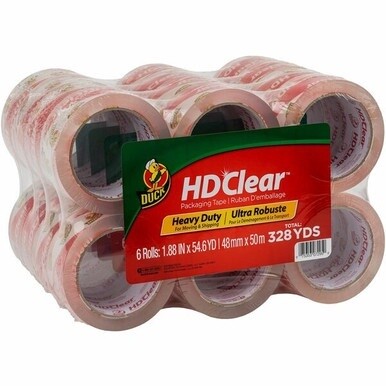 Duck Brand HD Clear Packing Tape - 54.60 yd Length x 1.88&quot; Width - 3&quot; Core - 2.60 mil - Acrylic Backing - UV Resistant - For Sealing, Packing, Shipping, Label Protection - 24 / Carton - Clear