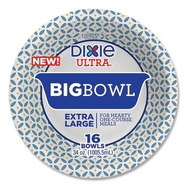 Heavy-Duty Big Bowls, 34 oz, Multicolor, 16/Pack