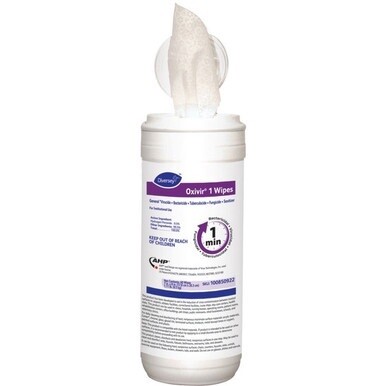 Diversey Oxivir 1 Wipes - Ready-To-Use - Characteristic, Cherry Almond Scent - 8&quot; Length x 7&quot; Width - 60 / Canister - 12 / Carton - White