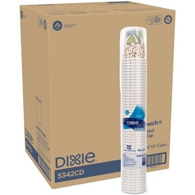 Dixie PerfecTouch 12 oz Insulated Paper Hot Coffee Cups by GP Pro - 50 / Pack - 20 / Carton - Coffee Haze - Paper - Hot Drink