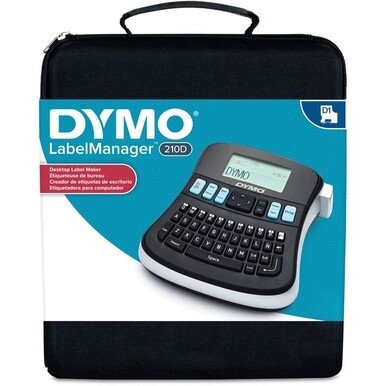 Dymo LabelManager 210D Kit - Thermal Transfer - 180 dpi - Label, Tape0.35&quot; , 0.47&quot; - Battery, Power Adapter - 6 Batteries Supported - AA - Battery Included - Black - PC - Print Preview, Auto Power Off