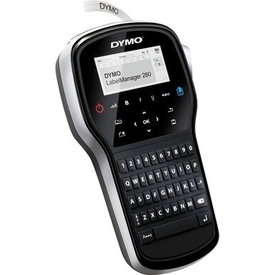 Dymo LabelManager 280P - Tape, Label - 0.25&quot; , 0.37&quot; , 0.50&quot; - LCD Screen - Battery - Battery Included - Silver, Black - Mac, PC - QWERTY, Underline, Auto Power Off - for Home, Office