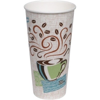 Dixie PerfecTouch 20 oz Insulated Paper Hot Coffee Cups by GP Pro - 25 / Pack - 20 / Carton - White, Green, Brown - Paper - Hot Drink