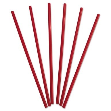 Wrapped Giant Straws, 10.25&quot;, Polypropylene, Red, 300/Box, 4 Boxes/Carton